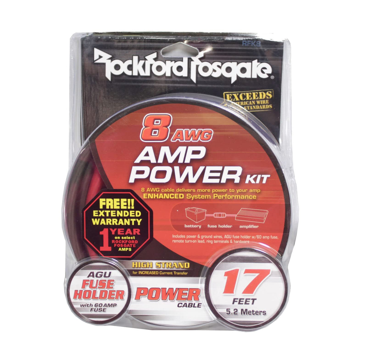 Rockford Fosgate RFK8 8 AWG Power Amplifier Install Kit