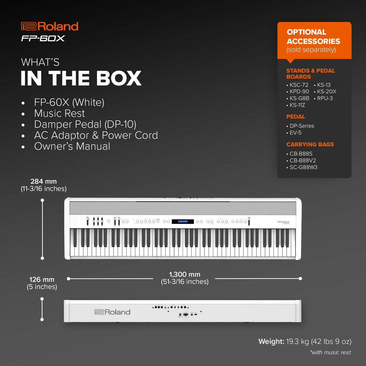 Roland FP-60X-WH 88-Key Digital Piano