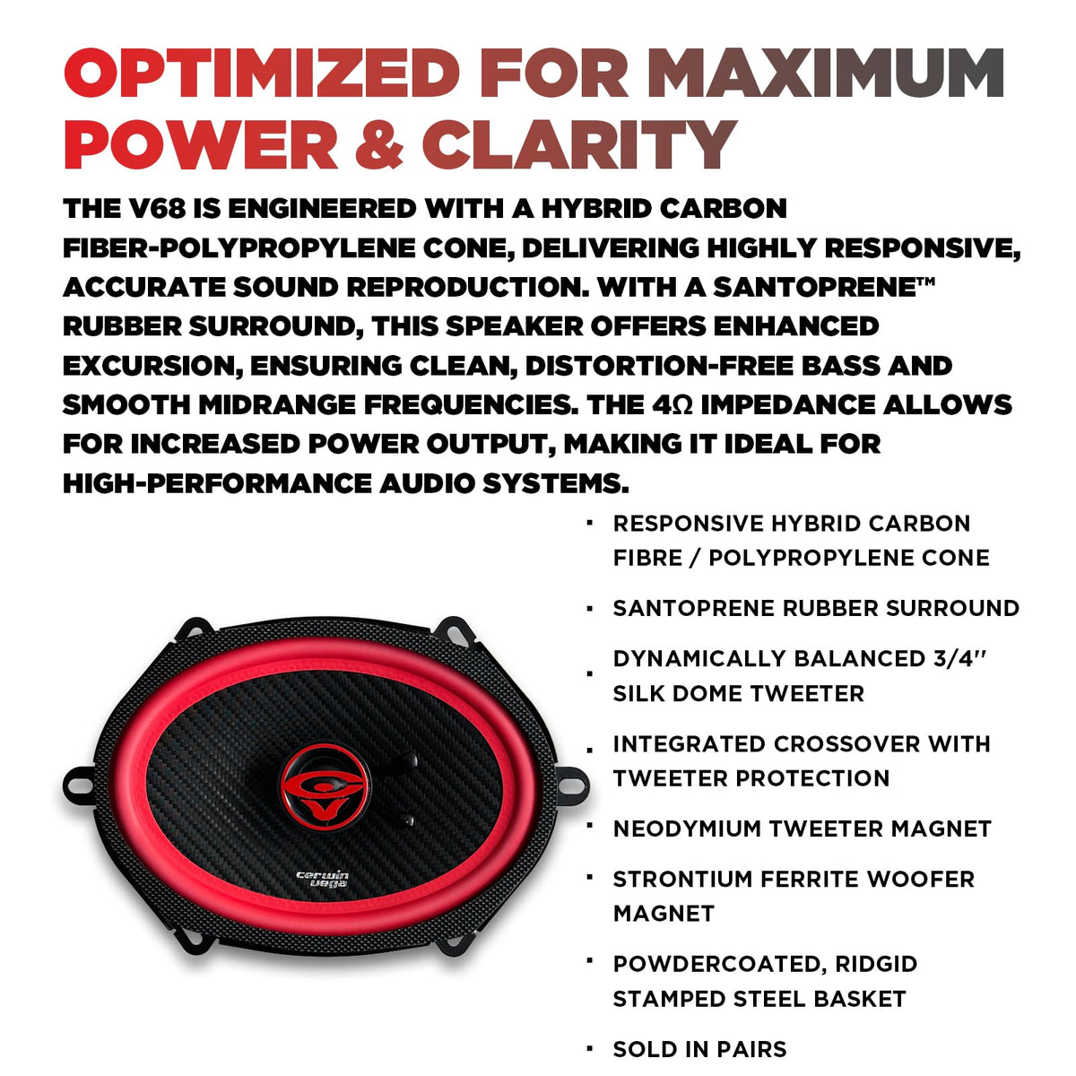Cerwin-Vega V68 6" x 8" 2-Way Coaxial Speakers