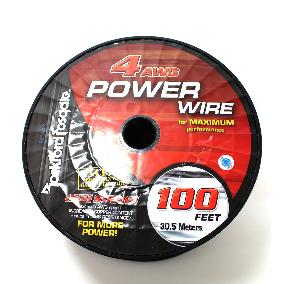 Rockford Fosgate RFW4R 100-Foot 4 AWG Red Power Wire