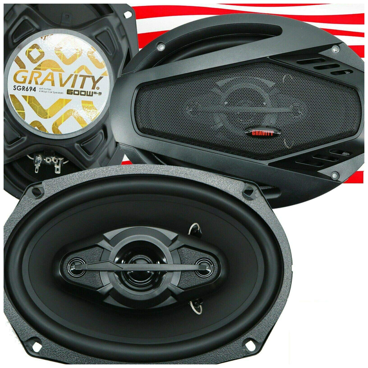 Gravity SGR694 6x9" 4-Way Full-Range Car Speakers