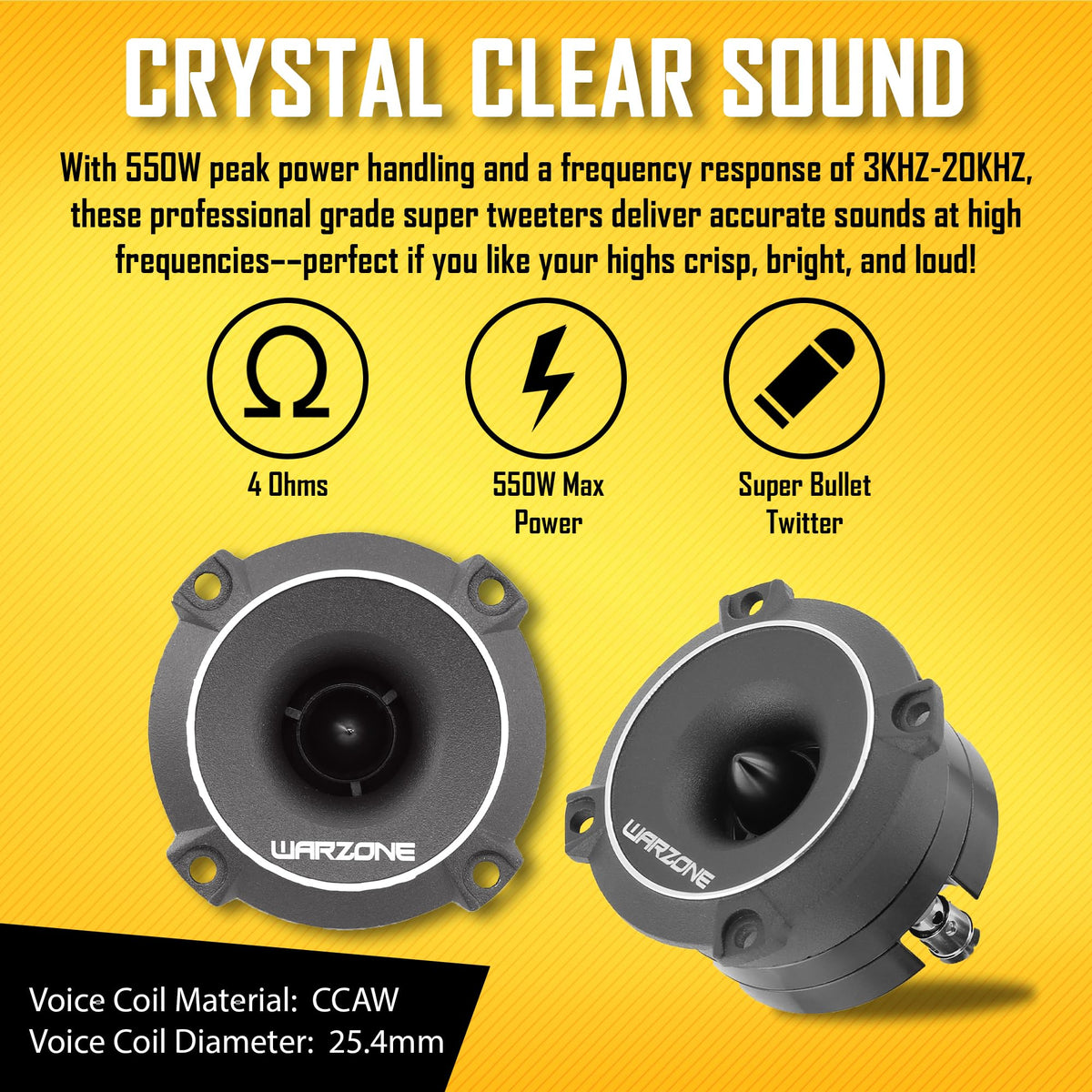 Warzone WZ25TW 2.93" Super Tweeter Speakers
