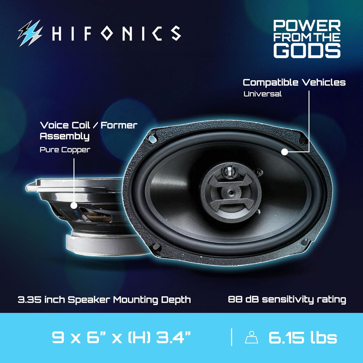 Hifonics ZS693 6 x 9-Inch 3-Way Coaxial Speakers