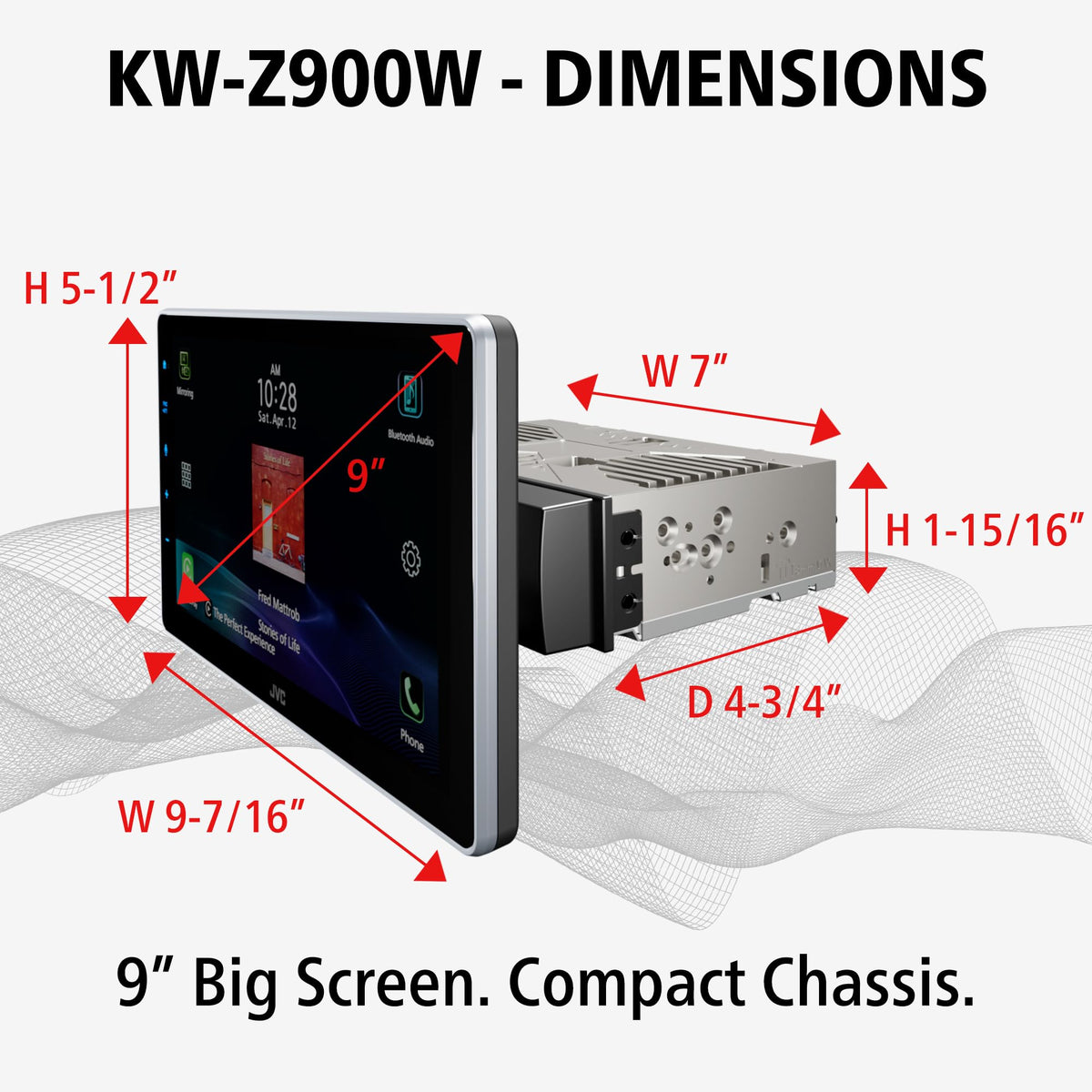 JVC KW-Z900W Single DIN 9" HD Digital Media Receiver