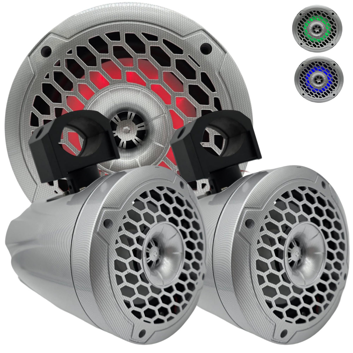 Warzone WZ652MTG 6.5" Marine Box Speakers with RGB