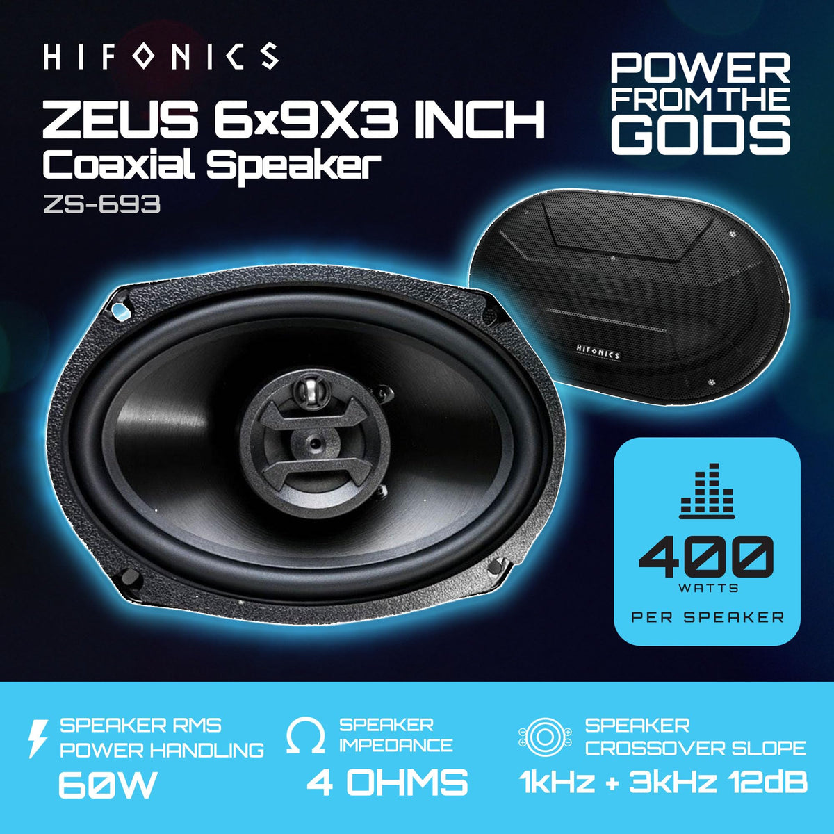 Hifonics ZS693 6 x 9-Inch 3-Way Coaxial Speakers