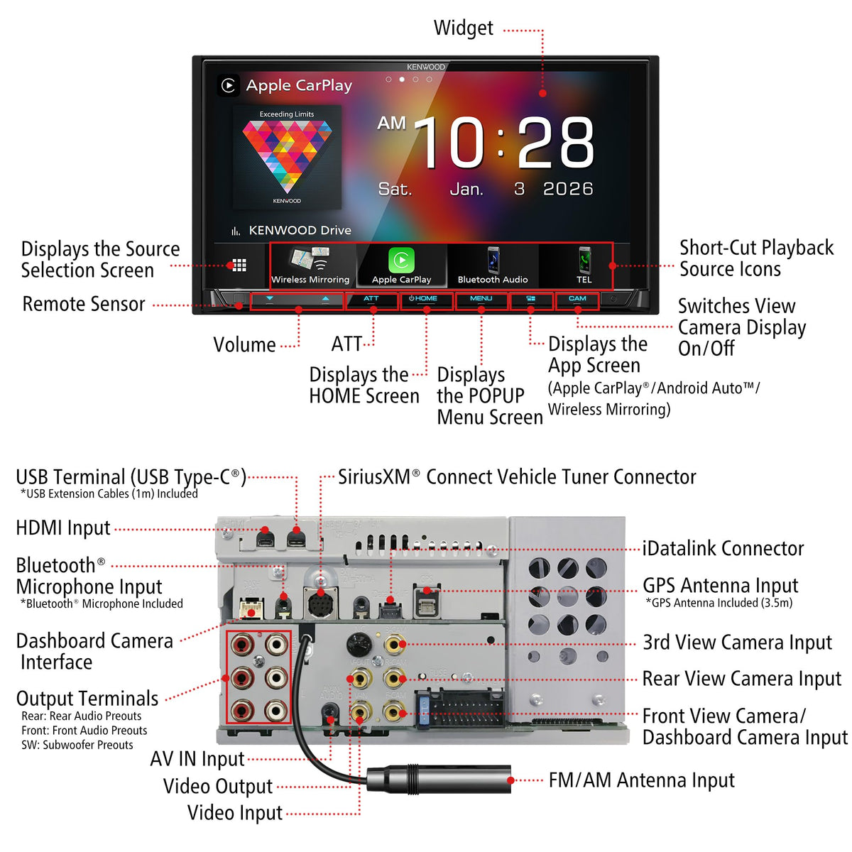 KENWOOD DMX9708S Double DIN Digital Media Receiver