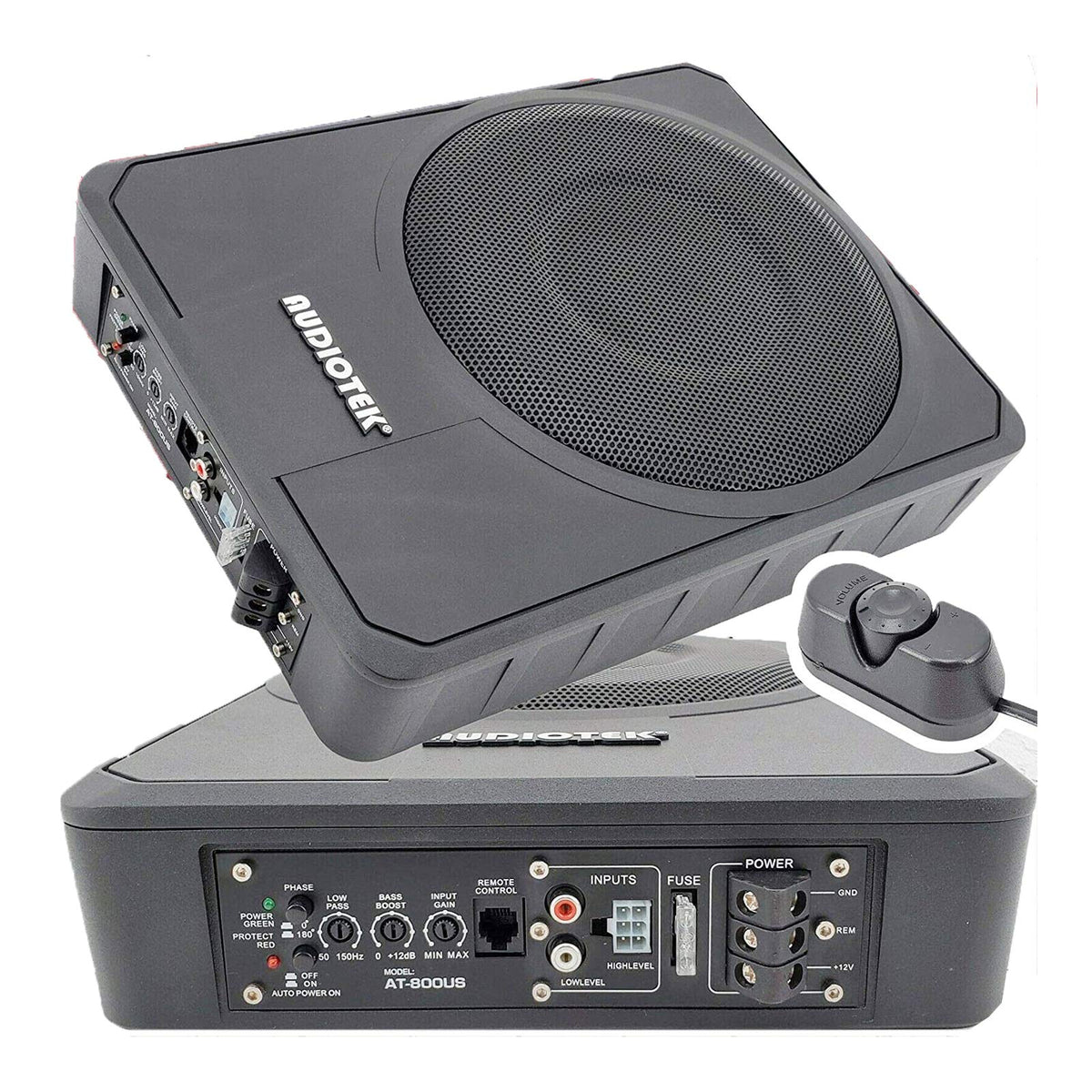 Audiotek AT-800US 10" Slim Powered Under-Seat Subwoofer