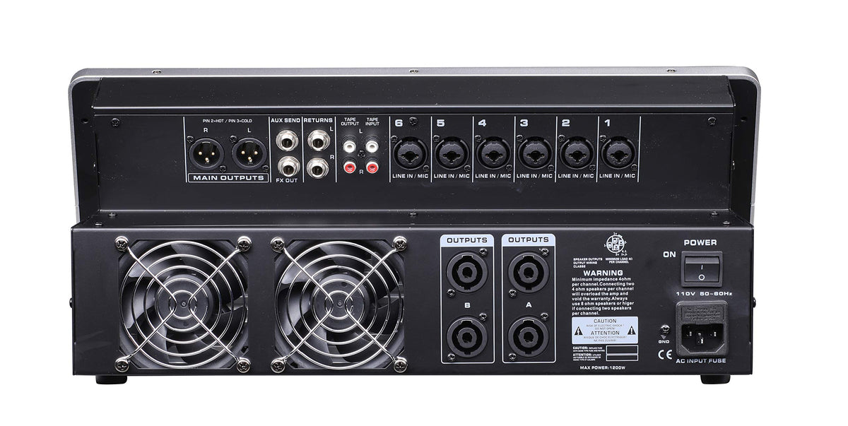 Emb TX6P 600W 6 Channel Power Mixer Console W/Dsp Effects, Bluetooth, Record
