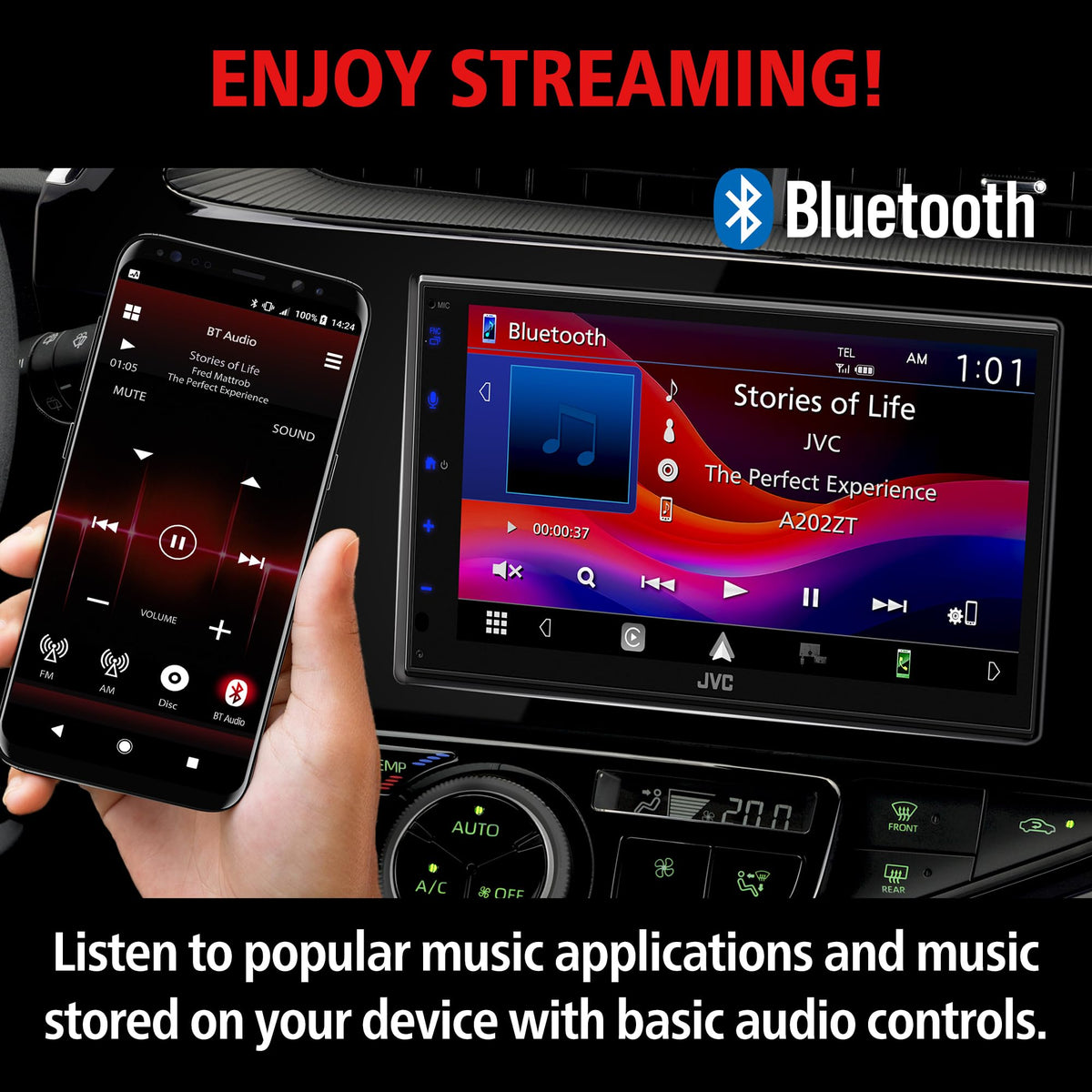 JVC KW-M690BW Double-DIN 6.8" Wireless CarPlay Receiver