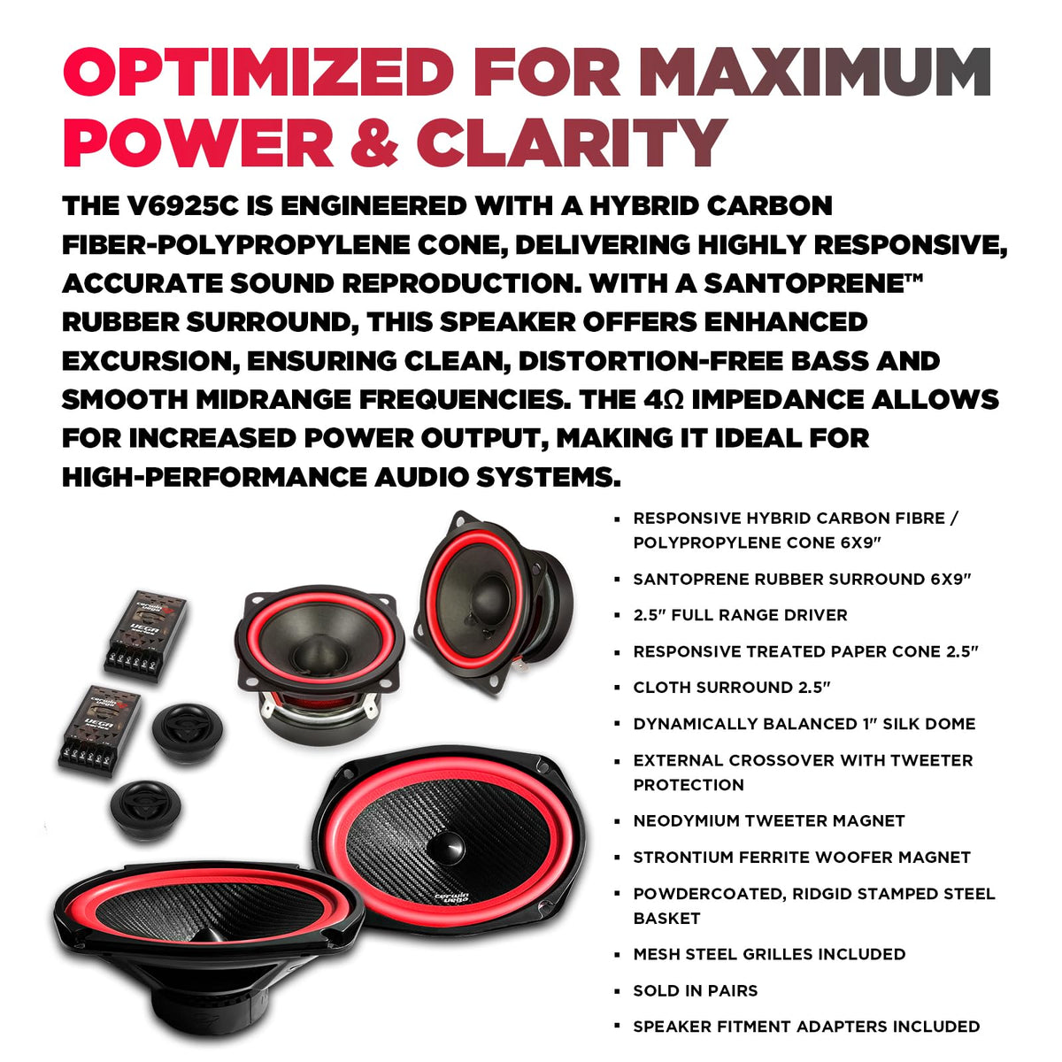 Cerwin Vega V6925C 6x9" 3-Way Component Speaker System