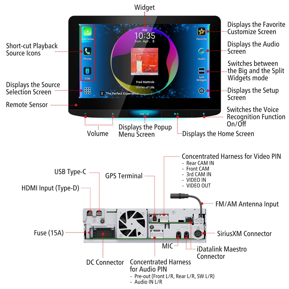 JVC KW-Z1001W 10.1" Single DIN Digital Media Receiver