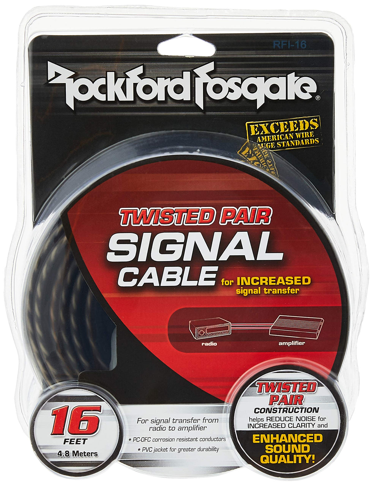 Rockford Fosgate RFI-16 16-Foot Twisted Pair RCA Cable