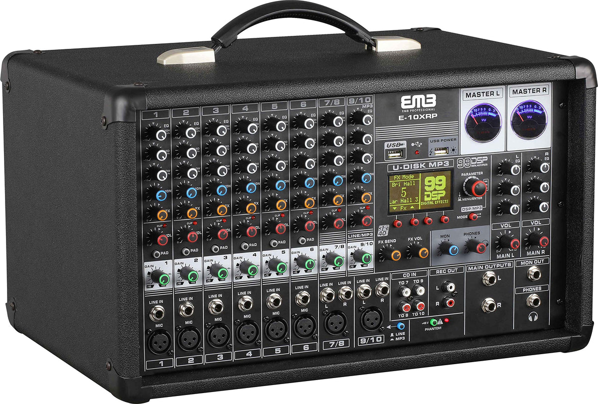 Emb PX2 1000W 10 Channel Power Mixer Console W/Dsp Effects, Bluetooth, Record