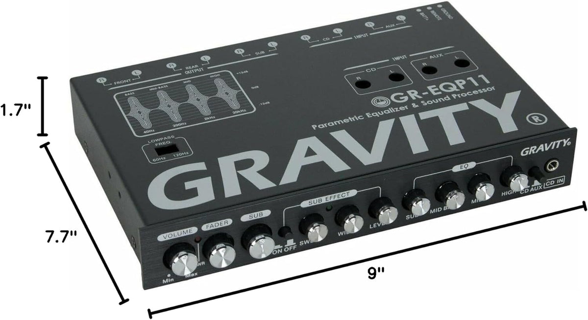 Gravity GR-EQP11 1/2-DIN 4-Band Car Parametric Equalizer