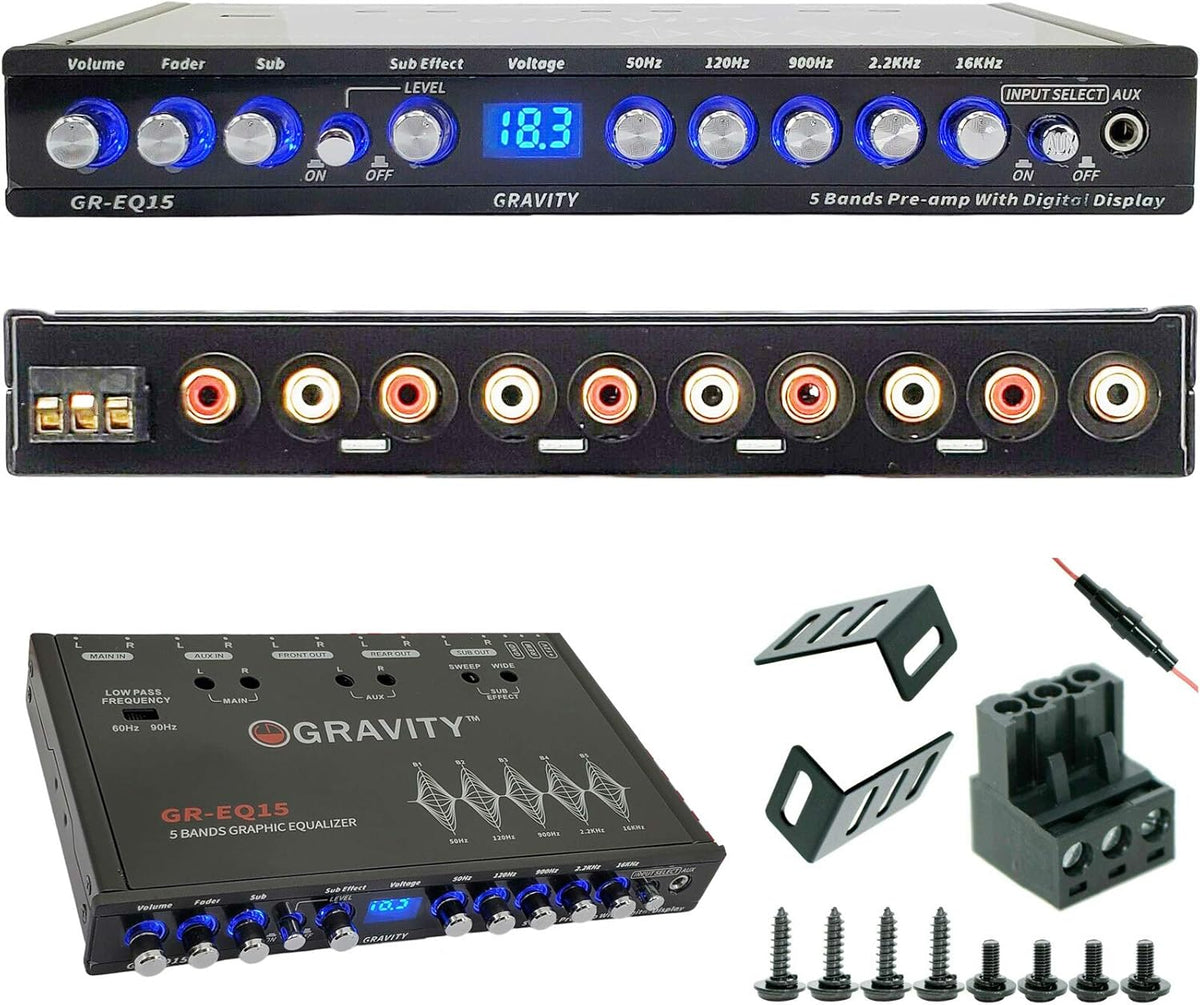 Gravity GR-EQ15 1/2 DIN 5-Band Car Audio Equalizer