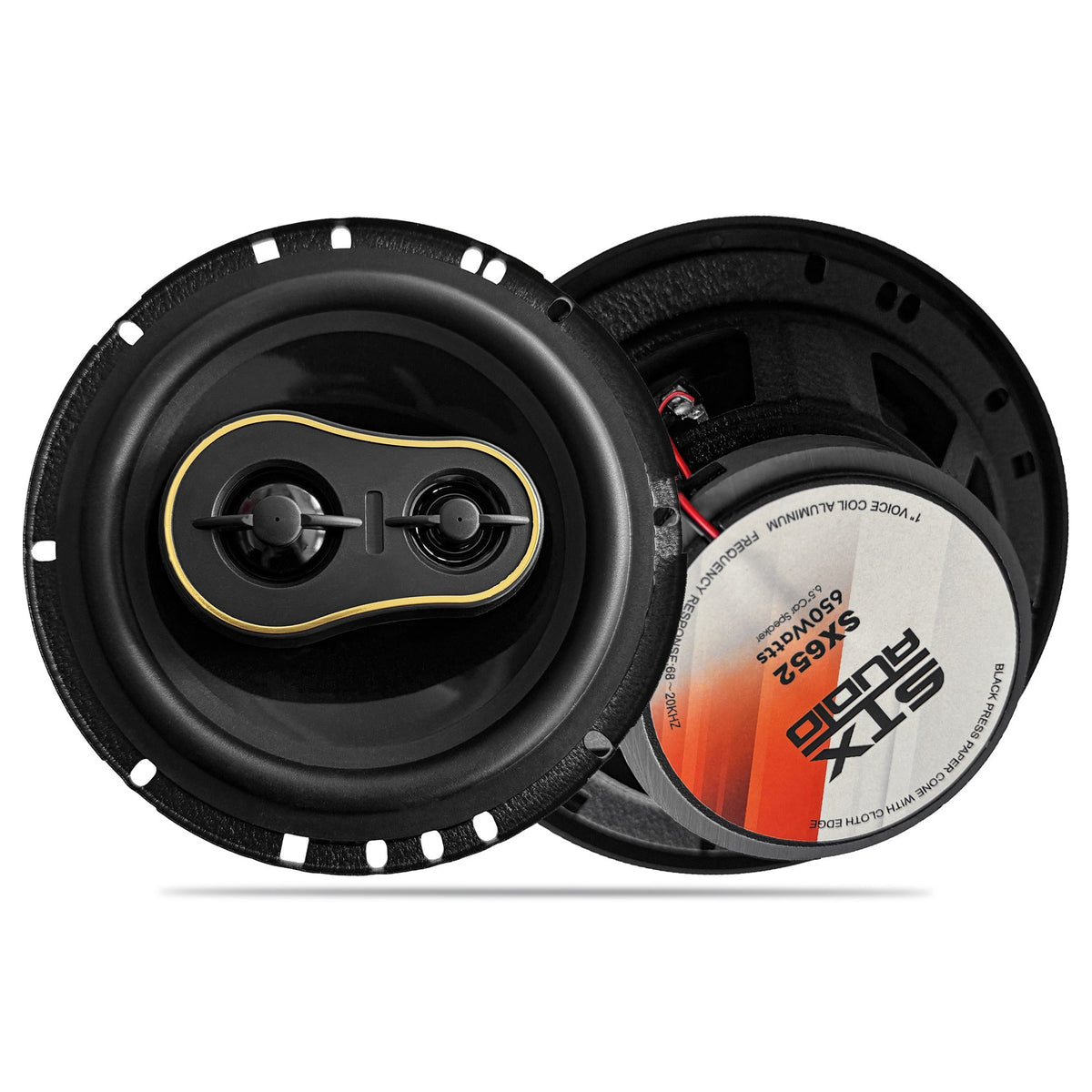 STX Audio SX652 6.5 Inch 2-Way Car Speakers 650W Max 4 Ohm Pair Grilles